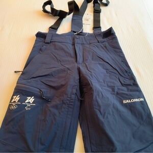 Salomon Blue Ski Bib Pants with Straps Milano Cortina 2026 volunteers